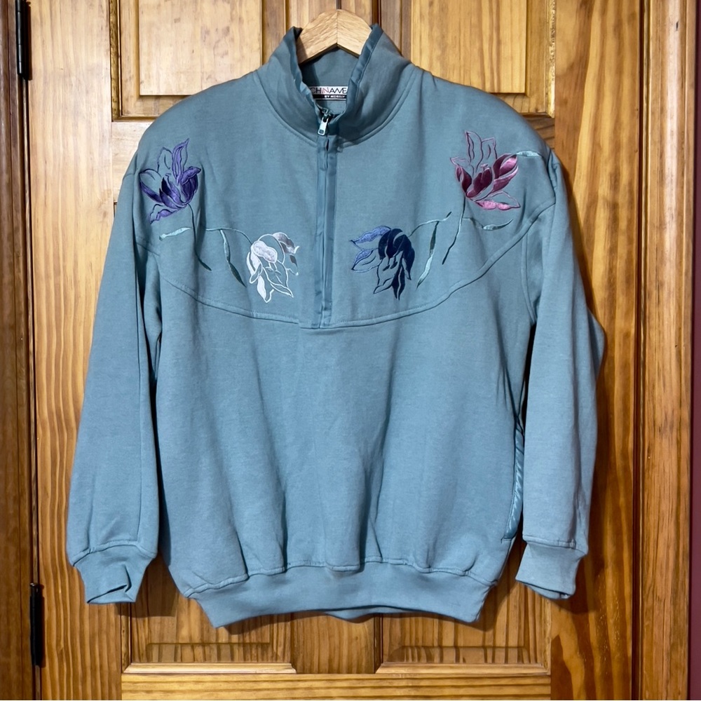 Sz L VTG Chinawear by Morsley 90’s NWT dead stock embroidered half zip pullover